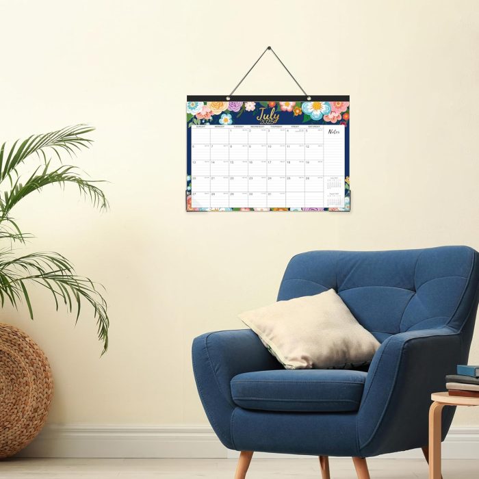 2025-2026 Desk Calendar - Desk Calendar 2025-2026 from JUL.2025 - DEC.2026, 17" x 12", 18 Monthly Desk/Wall Calendar 2-in-1, Thick Paper with 2 Corner Protectors, Large Unruled Blocks - Blue Floral - Image 8