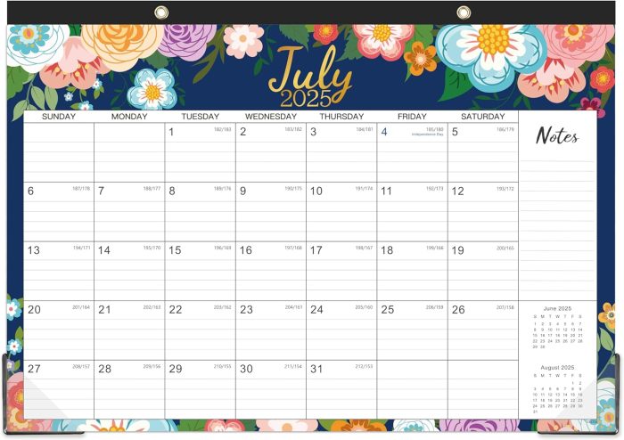 2025-2026 Desk Calendar - Desk Calendar 2025-2026 from JUL.2025 - DEC.2026, 17" x 12", 18 Monthly Desk/Wall Calendar 2-in-1, Thick Paper with 2 Corner Protectors, Large Unruled Blocks - Blue Floral - Image 9