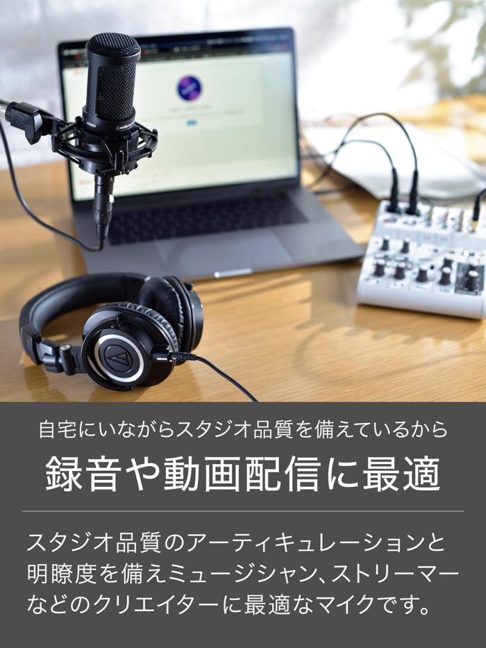 Audio-Technica AT2020 Cardioid Condenser Studio XLR Microphone, Ideal for Project/Home Studio Applications - Image 3