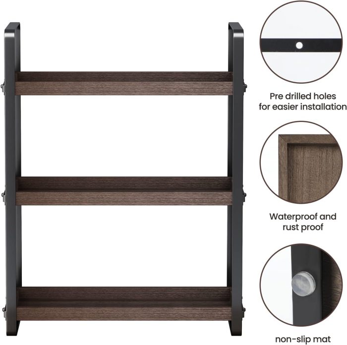 Bathroom Counter Organizer,Bathroom Countertop Organizer,Counter Shelf,Countertop Storage,Organization and Storage,Makeup Shelf,Sink Caddy(Brown 3 Tier) - Image 2