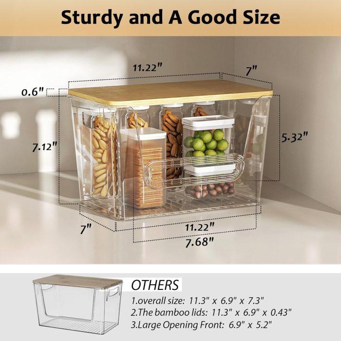 Delamu 2 Set Pantry organizers and Storage, kitchen organizers and storage with Bamboo Top, Stackable Kitchen Pantry bin for Onion,Potato,Fruits,Produce,Vegetable - Image 3