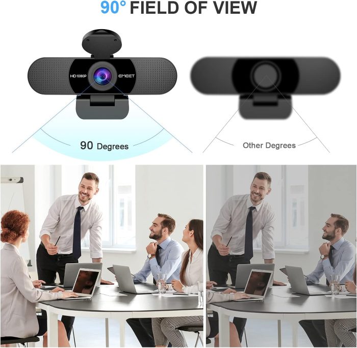 EMEET 1080P Webcam with Microphone, C960 Web Camera, 2 Mics Streaming Webcam, 90°FOV Computer Camera, Plug and Play USB Web Cam for Online Calling/Conferencing, Zoom/Skype/Facetime/YouTube, Laptop/PC - Image 5