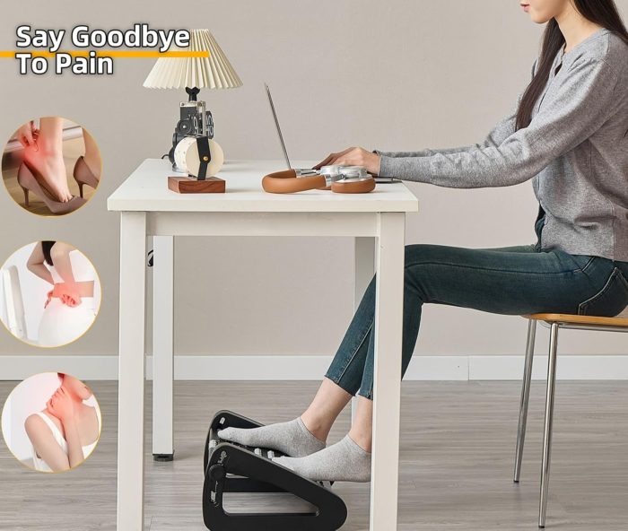Foot Rest for Under Desk at Work, Ergonomic 6 Heights Adjustable Footrest with Massage Roller, Portable Under Desk Foot Stool for Home,Office, Black - Image 5