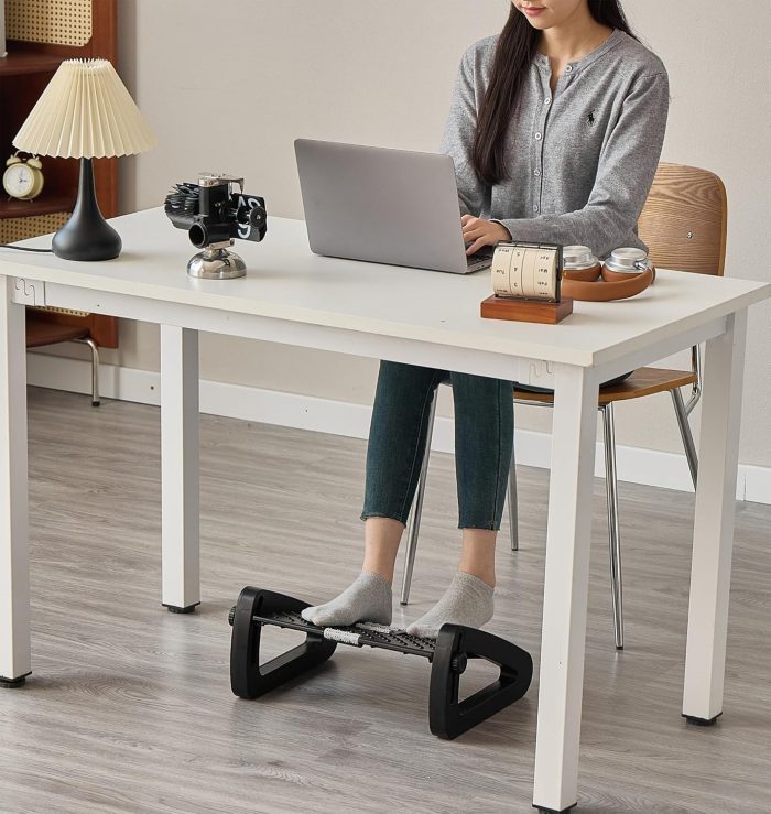 Foot Rest for Under Desk at Work, Ergonomic 6 Heights Adjustable Footrest with Massage Roller, Portable Under Desk Foot Stool for Home,Office, Black - Image 7