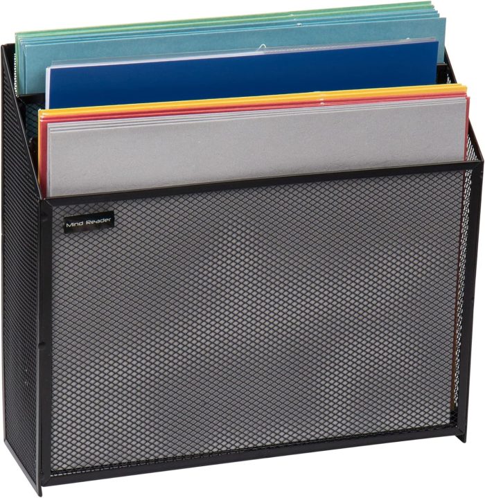 Mind Reader Vertical File Storage, Desktop Organizer, Workspace, Office, Metal Mesh, 12.5" L x 3.75" W x 11.5" H, Black - Image 4