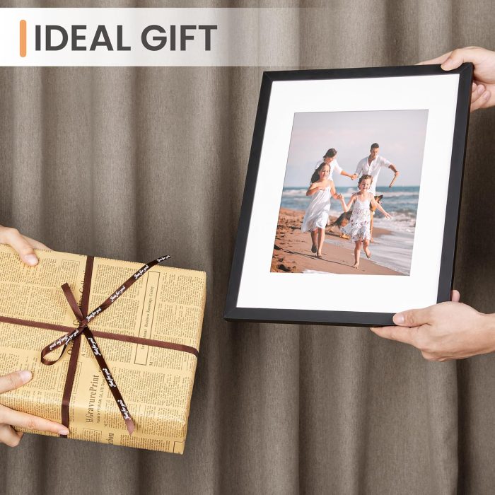 upsimples 11x14 Picture Frame, Display Pictures 8x10 with Mat or 11x14 Without Mat, Wall Hanging Photo Frame, Black, 1 Pack - Image 6